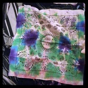 Blue  green, and white tye dye Bandana